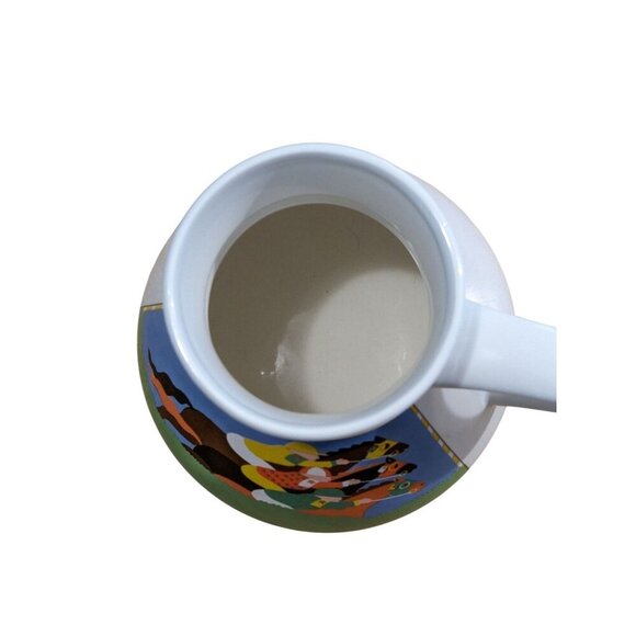 Vintage Otagiri Japan No Spill Mug Wide Bottom Horse Racing Horses Equestrian - Picture 5 of 6